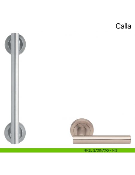 Maniglione per porta Calla Manital con rosette interasse 300 mm nikel satinato/nikel