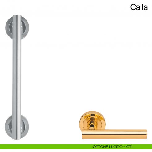 Maniglione per porta Calla Manital con rosette interasse 300 mm ottone lucido