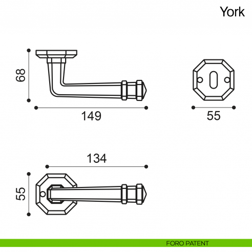 Maniglia per porta York Manital foro patent