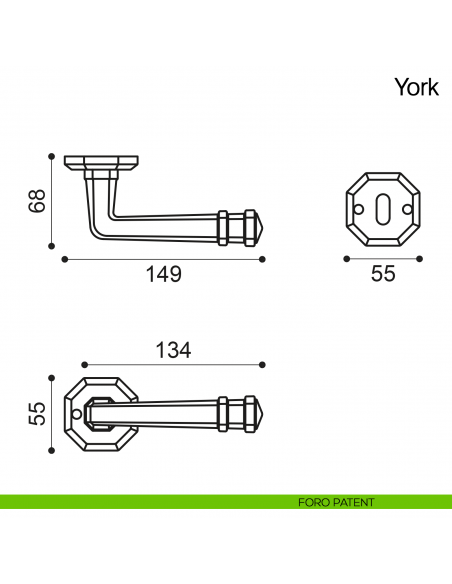 Maniglia per porta York Manital foro patent