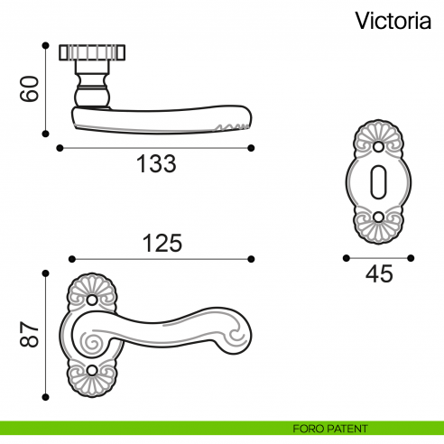 Maniglia per porta Victoria Manital foro patent