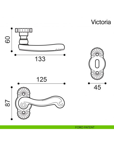 Maniglia per porta Victoria Manital foro patent