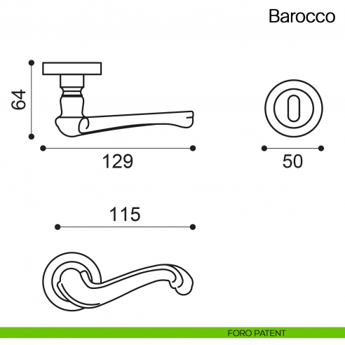Maniglia per porta Barocco Manital foro patent