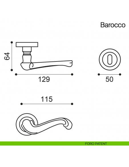 Maniglia per porta Barocco Manital foro patent