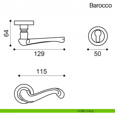 Maniglia per porta Barocco Manital foro yale