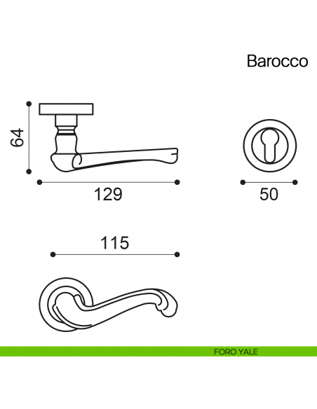 Maniglia per porta Barocco Manital foro yale