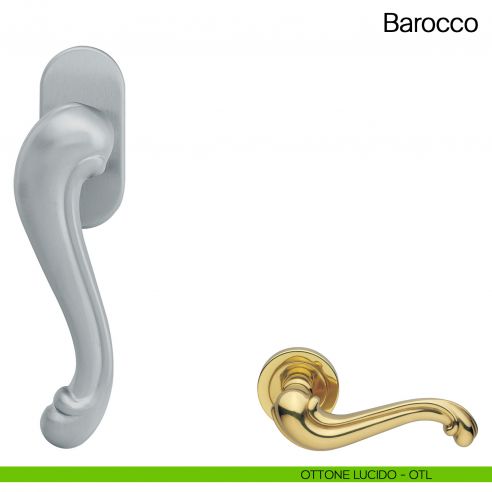 Maniglia martellina DK per finestra Barocco Manital ottone lucido