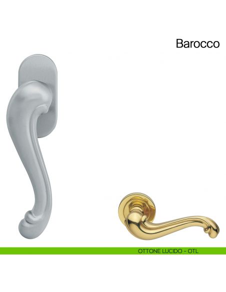 Maniglia martellina DK per finestra Barocco Manital ottone lucido