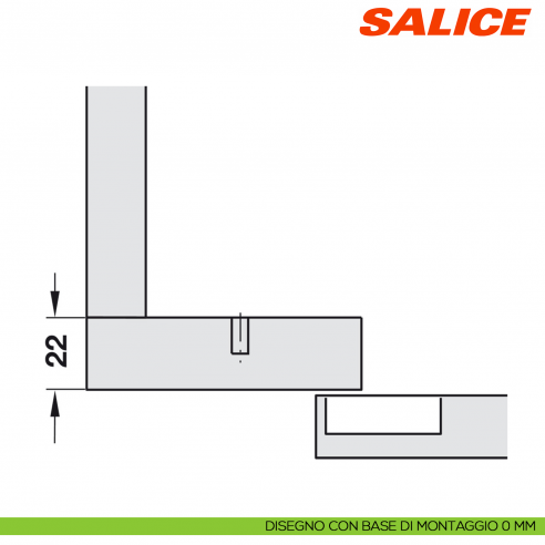 Cerniera Salice C7A6NE9AM Silentia+ controcollo lungo ammortizzata - disegno di montaggio con base H 0
