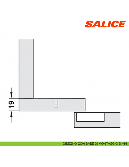 Cerniera Salice C7A6NE9AM Silentia+ controcollo lungo ammortizzata - disegno di montaggio con base H 3