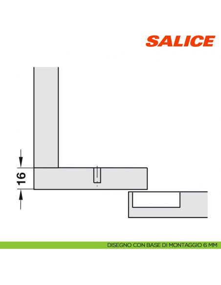 Cerniera Salice C7A6NE9AM Silentia+ controcollo lungo ammortizzata - disegno di montaggio con base H 6
