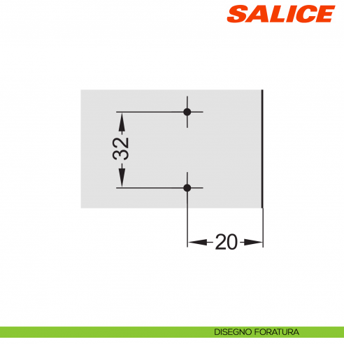 Base H 0 asimmetrica a croce per cerniera Salice B383E09 - disegno