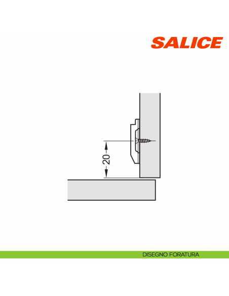 Base H 6 asimmetrica a croce per cerniera Salice B383E69 - disegno