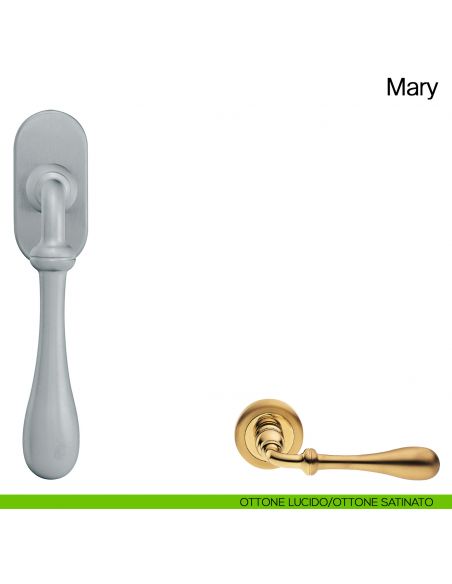 Maniglia martellina DK per finestra Mary Manital ottone satinato/ottone lucido