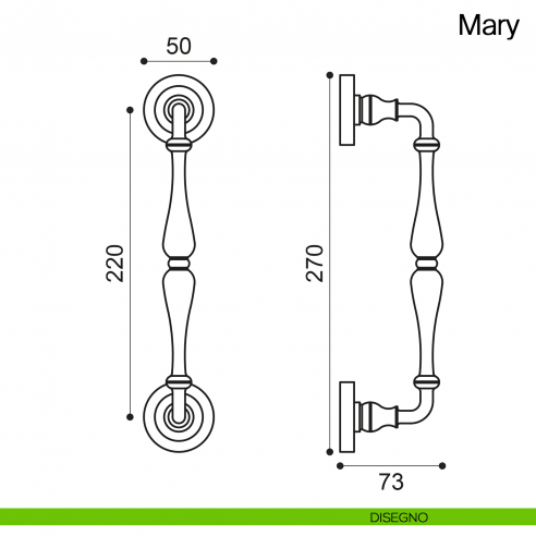 Maniglione per porta Mary Manital con rosette disegno