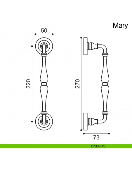 Maniglione per porta Mary Manital con rosette disegno