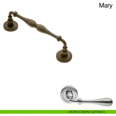 Maniglione per porta Mary Manital con rosette cromato satinato/cromato