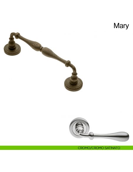 Maniglione per porta Mary Manital con rosette cromato satinato/cromato