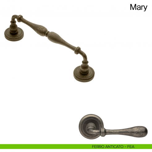 Maniglione per porta Mary Manital con rosette ferro anticato