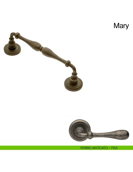 Maniglione per porta Mary Manital con rosette ferro anticato