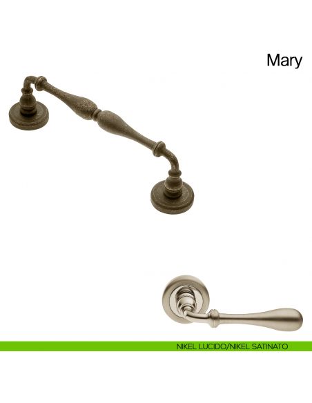 Maniglione per porta Mary Manital con rosette nikel satinato/nikel