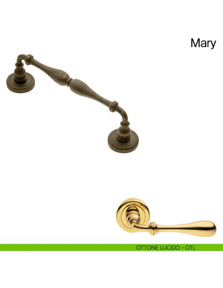 Maniglione per porta Mary Manital con rosette ottone lucido