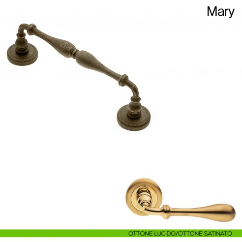 Maniglione per porta Mary Manital con rosette ottone satinato/ottone lucido