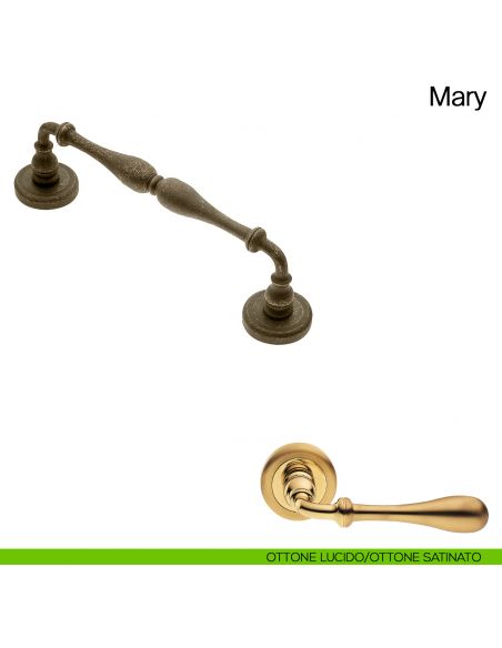 Maniglione per porta Mary Manital con rosette ottone satinato/ottone lucido