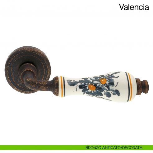 Maniglia per porta Valencia Manital con porcellana bronzo anticato/decorata