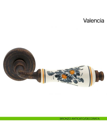 Maniglia per porta Valencia Manital con porcellana bronzo anticato/decorata
