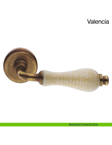 Maniglia per porta Valencia Manital con porcellana bronzato/anticata