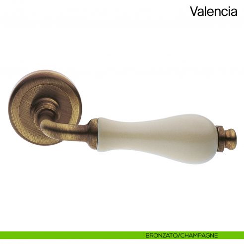 Maniglia per porta Valencia Manital con porcellana bronzato/champagne