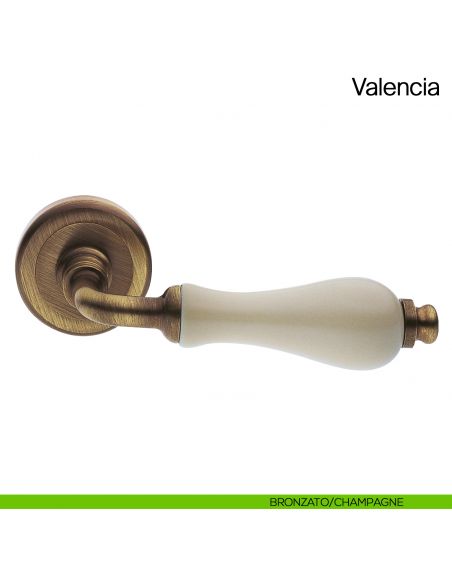 Maniglia per porta Valencia Manital con porcellana bronzato/champagne