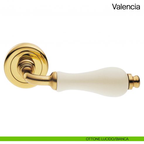 Maniglia per porta Valencia Manital con porcellana ottone lucido/bianca