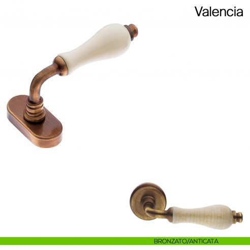Maniglia martellina DK per finestra Valencia Manital con porcellana bronzato/anticato