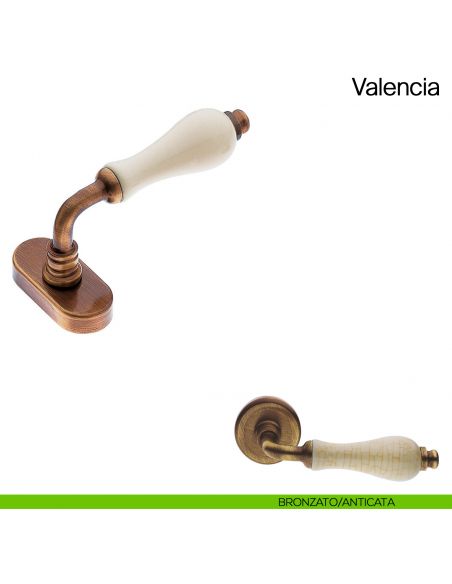 Maniglia martellina DK per finestra Valencia Manital con porcellana bronzato/anticato