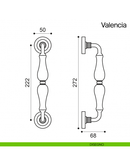 Maniglione per porta Valencia Manital con porcellana disegno