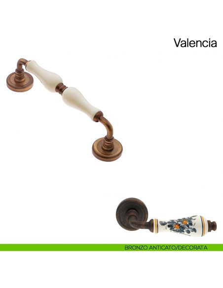 Maniglione per porta Valencia Manital con porcellana bronzo anticato/decorata