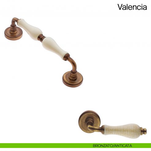 Maniglione per porta Valencia Manital con porcellana bronzato/anticata