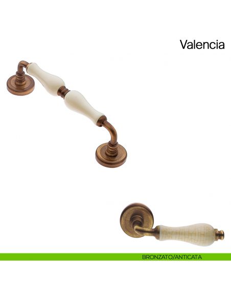 Maniglione per porta Valencia Manital con porcellana bronzato/anticata