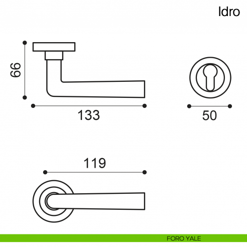 Maniglia per porta Idro Manital foro yale