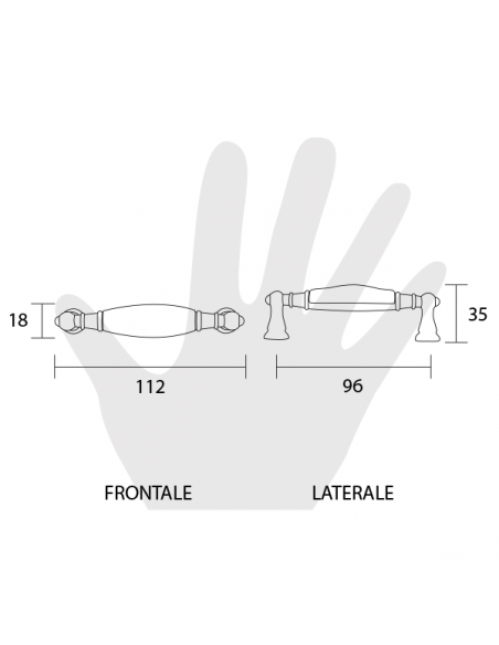 Maniglia per mobile ceramica panna Metal Style disegno