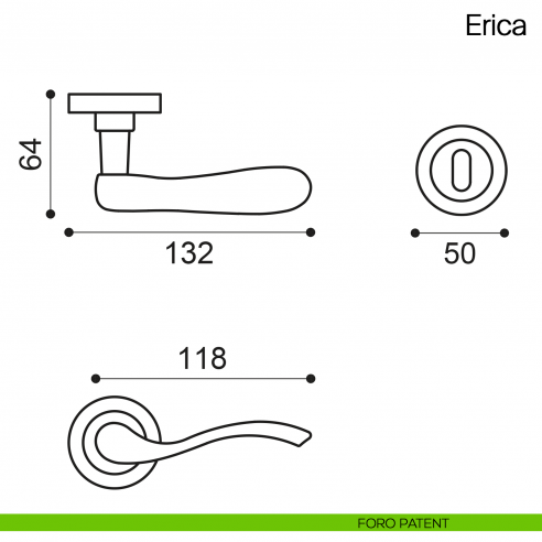 Maniglia per porta Erica Manital foro patent