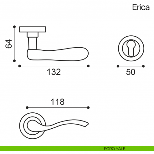 Maniglia per porta Erica Manital foro yale
