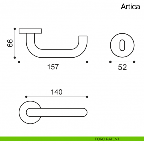 Maniglia per porta Artica Manital in acciaio con rosetta tonda foro patent