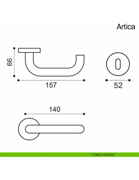 Maniglia per porta Artica Manital in acciaio con rosetta tonda foro patent