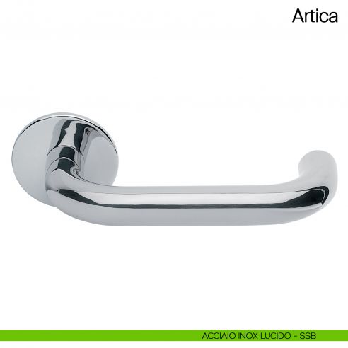 Maniglia per porta Artica Manital in acciaio con rosetta tonda acciaio inox lucido