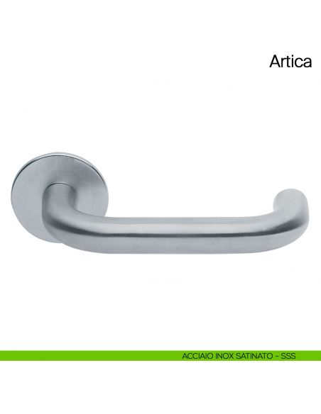 Maniglia per porta Artica Manital in acciaio con rosetta tonda acciaio inox satinato