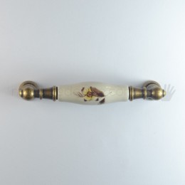 Maniglia per mobile ceramica panna decorata Metal Style 2