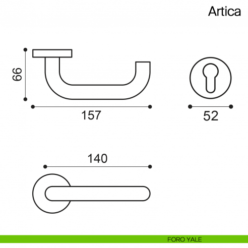 Maniglia per porta Artica Manital in acciaio con rosetta tonda foro yale